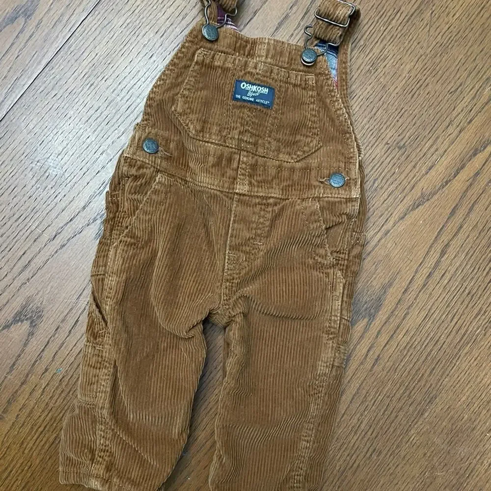 OshKosh Flannel Lined Corduroy Overalls 6m